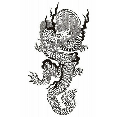 タトゥーシール 大型・線画黒龍 タトゥーシール 大型・線画黒龍