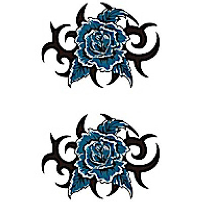 タトゥーシール 青薔薇トライバル タトゥーシール 青薔薇トライバル
