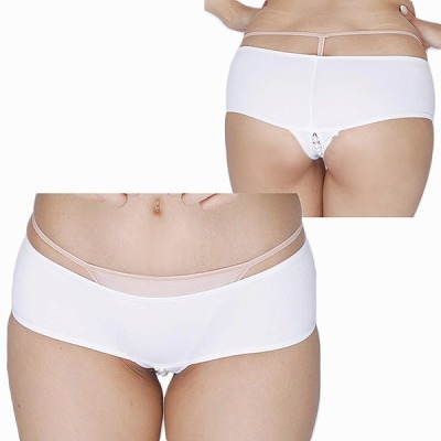 2wayストレッチ股割パール付きショーツ ホワイト 2wayストレッチ股割パール付きショーツ ホワイト