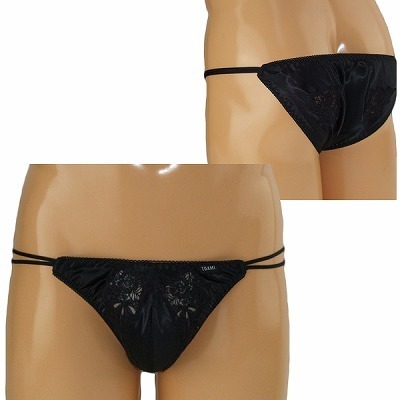 メンズ 光沢ストレッチ生地レース装飾フルバック ブラック メンズ 光沢ストレッチ生地レース装飾フルバック ブラック