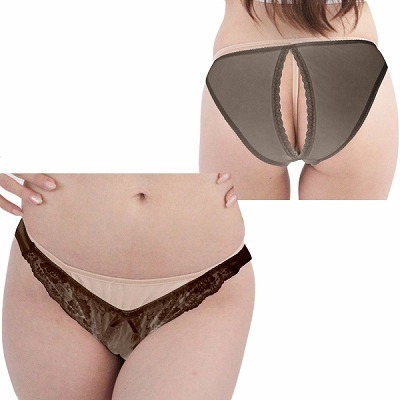 シースルー&レース生地食い込みオープンバックショーツ ブラック シースルー&レース生地食い込みオープンバックショーツ ブラック